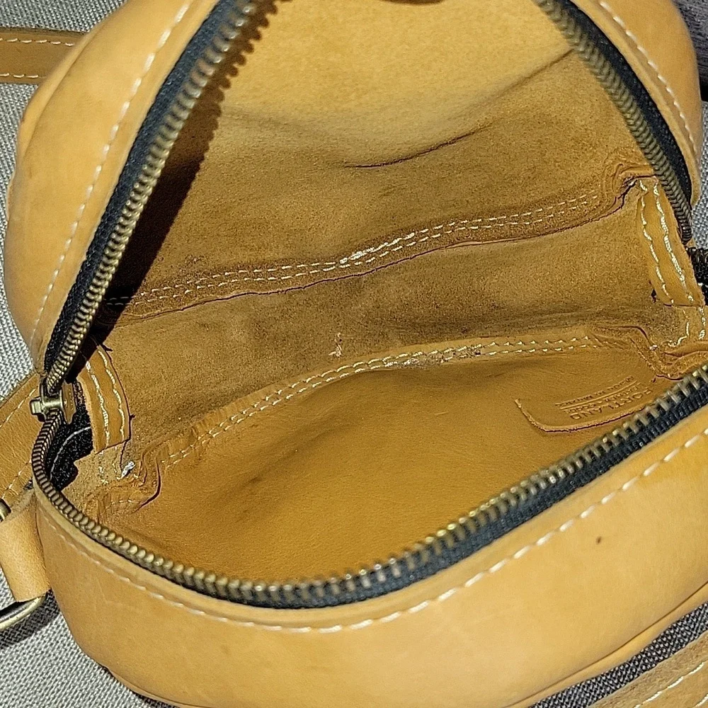 Portland Leather  Round Tan  Crossbody Bag